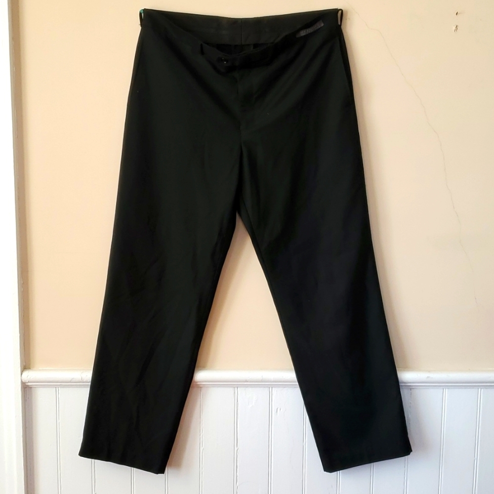 Angelo Rossi  38 x32 Black Dress Pants Flat Front Microtech